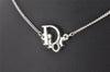 Authentic Christian Dior Silver Tone Chain Pendant Necklace CD 4272K