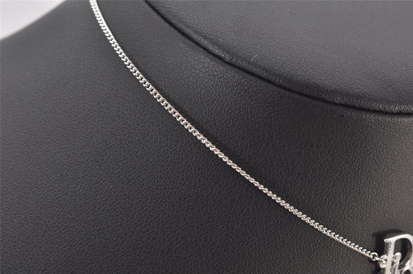 Authentic Christian Dior Silver Tone Chain Pendant Necklace CD 4272K