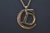 Authentic Christian Dior Gold Tone Chain Pendant Necklace CD Box 4273K