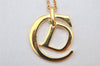 Authentic Christian Dior Gold Tone Chain Pendant Necklace CD Box 4273K