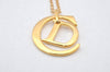 Authentic Christian Dior Gold Tone Chain Pendant Necklace CD Box 4273K