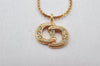 Authentic Christian Dior Gold Tone Rhinestone Chain Pendant Necklace CD 4274K