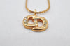 Authentic Christian Dior Gold Tone Rhinestone Chain Pendant Necklace CD 4274K