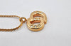 Authentic Christian Dior Gold Tone Rhinestone Chain Pendant Necklace CD 4274K