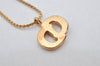 Authentic Christian Dior Gold Tone Rhinestone Chain Pendant Necklace CD 4274K