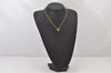 Authentic YVES SAINT LAURENT Rhinestone Necklace Chain Pendant Gold 4275K