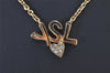 Authentic YVES SAINT LAURENT Rhinestone Necklace Chain Pendant Gold 4275K