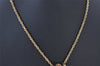 Authentic YVES SAINT LAURENT Rhinestone Necklace Chain Pendant Gold 4275K