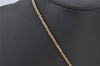 Authentic YVES SAINT LAURENT Rhinestone Necklace Chain Pendant Gold 4275K