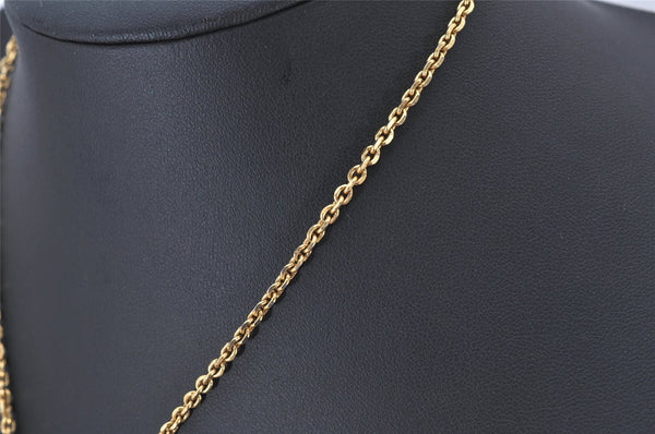 Authentic YVES SAINT LAURENT Rhinestone Necklace Chain Pendant Gold 4275K