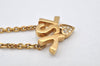 Authentic YVES SAINT LAURENT Rhinestone Necklace Chain Pendant Gold 4275K