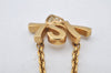 Authentic YVES SAINT LAURENT Rhinestone Necklace Chain Pendant Gold 4275K