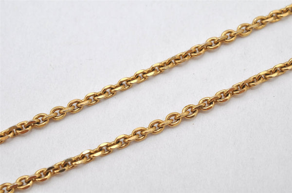 Authentic YVES SAINT LAURENT Rhinestone Necklace Chain Pendant Gold 4275K