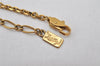 Authentic YVES SAINT LAURENT Rhinestone Necklace Chain Pendant Gold 4275K