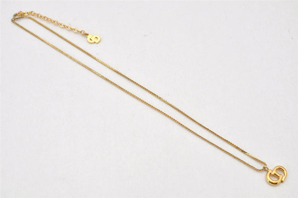 Authentic Christian Dior Gold Tone Chain Pendant Necklace CD 4276K