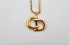 Authentic Christian Dior Gold Tone Chain Pendant Necklace CD 4276K