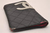 Authentic CHANEL Calf Skin Cambon Line CC Logo Bifold Long Wallet Black 4277J