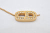 Authentic Christian Dior Gold Tone Chain Rhinestone Pendant Necklace Junk 4277K