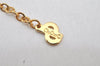 Authentic Christian Dior Gold Tone Chain Rhinestone Pendant Necklace Junk 4277K