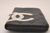 Authentic CHANEL Calf Skin Cambon Line Zippy Organizer Wallet Purse Black 4278J