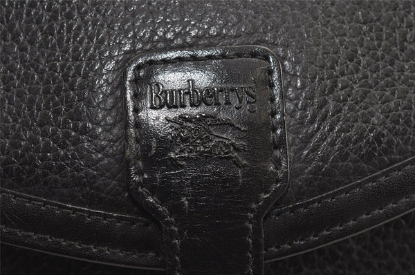 Authentic Burberrys Vintage Leather Shoulder Cross Body Bag Purse Black 4280J