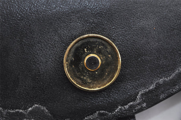 Authentic Burberrys Vintage Leather Shoulder Cross Body Bag Purse Black 4280J