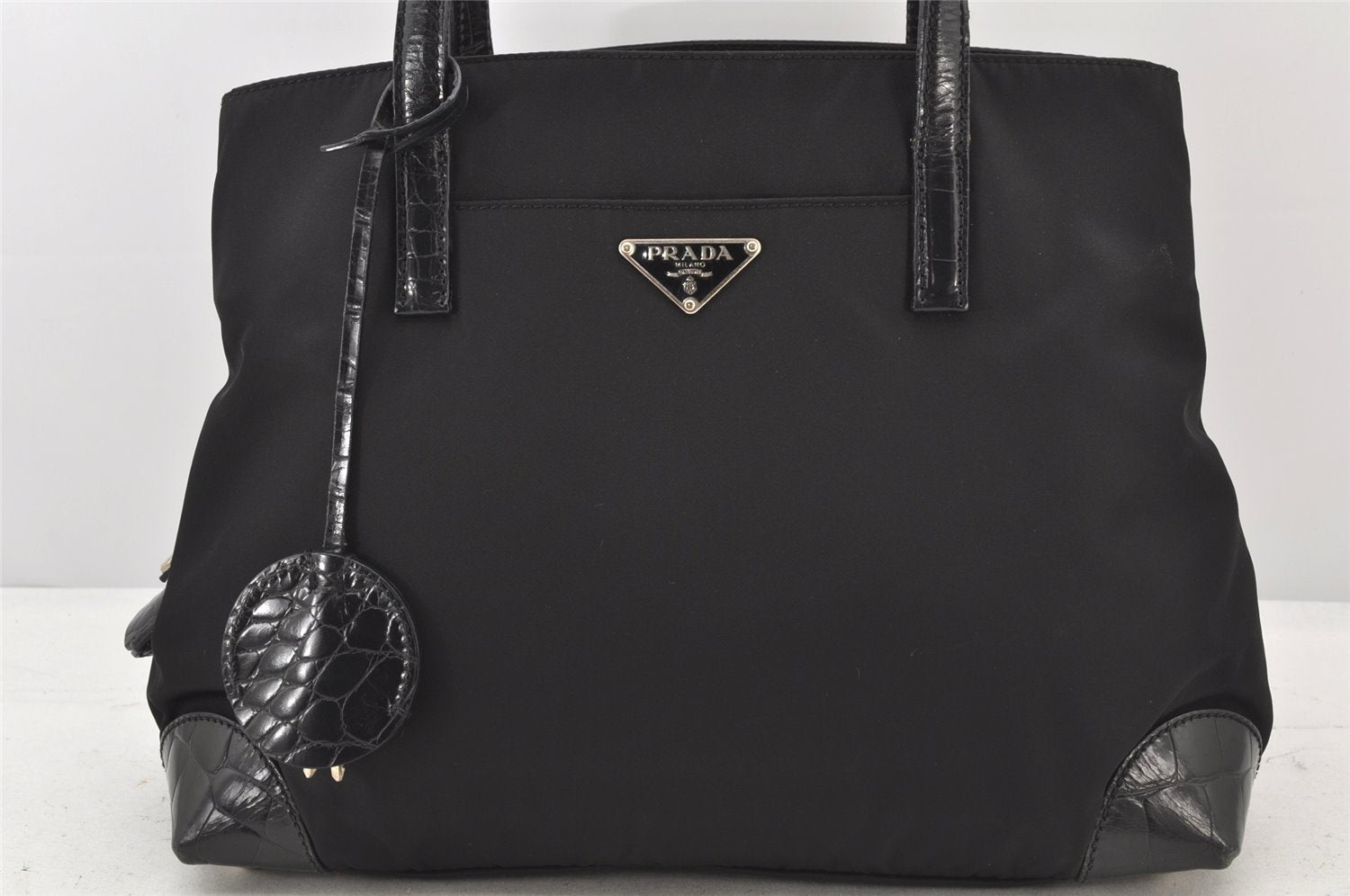 Authentic PRADA Nylon Tessuto Leather Shoulder Hand Bag Purse Black 4280K