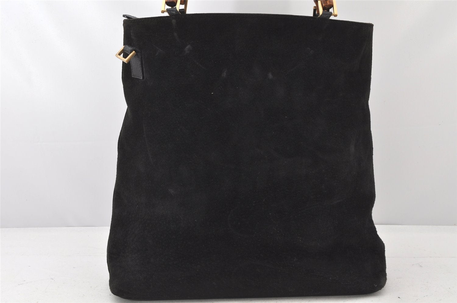 Authentic GUCCI Bamboo 2Way Shoulder Tote Bag Suede Leather Black 4281K