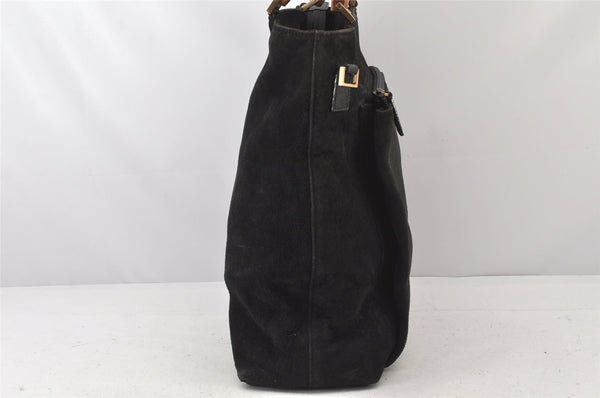 Authentic GUCCI Bamboo 2Way Shoulder Tote Bag Suede Leather Black 4281K