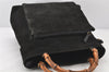 Authentic GUCCI Bamboo 2Way Shoulder Tote Bag Suede Leather Black 4281K