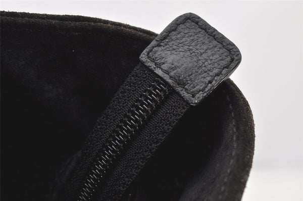 Authentic GUCCI Bamboo 2Way Shoulder Tote Bag Suede Leather Black 4281K