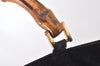 Authentic GUCCI Bamboo 2Way Shoulder Tote Bag Suede Leather Black 4281K