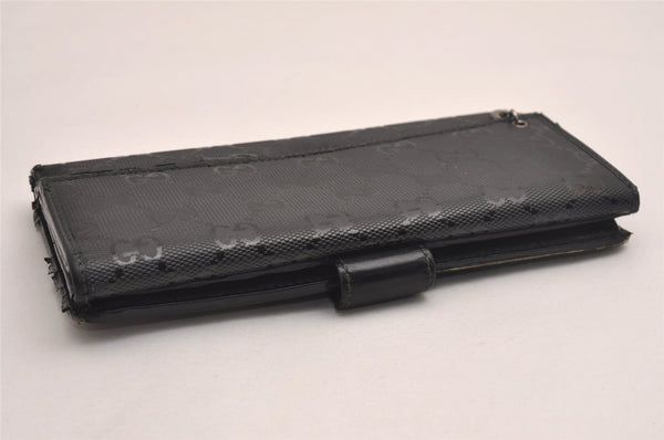 Authentic GUCCI GG Imprime Long Wallet Purse GG PVC Leather 212104 Black 4282J