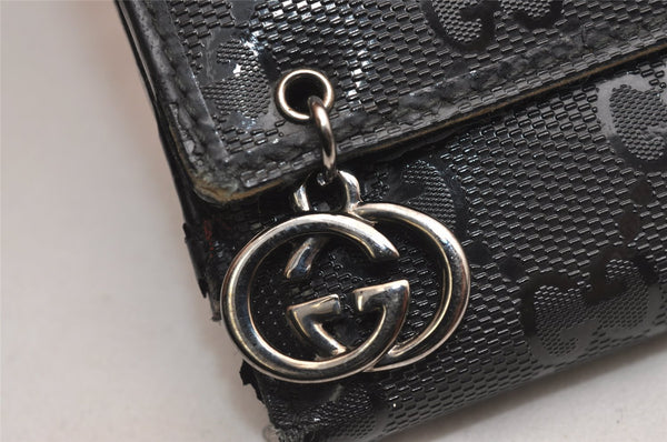 Authentic GUCCI GG Imprime Long Wallet Purse GG PVC Leather 212104 Black 4282J