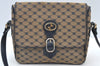 Authentic GUCCI Vintage Shoulder Cross Body Bag Purse Canvas Leather Navy 4284H