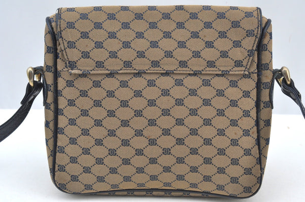 Authentic GUCCI Vintage Shoulder Cross Body Bag Purse Canvas Leather Navy 4284H