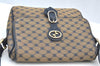 Authentic GUCCI Vintage Shoulder Cross Body Bag Purse Canvas Leather Navy 4284H