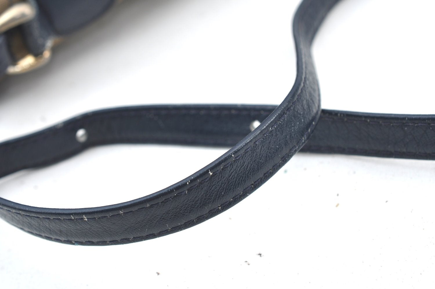 Authentic GUCCI Vintage Shoulder Cross Body Bag Purse Canvas Leather Navy 4284H