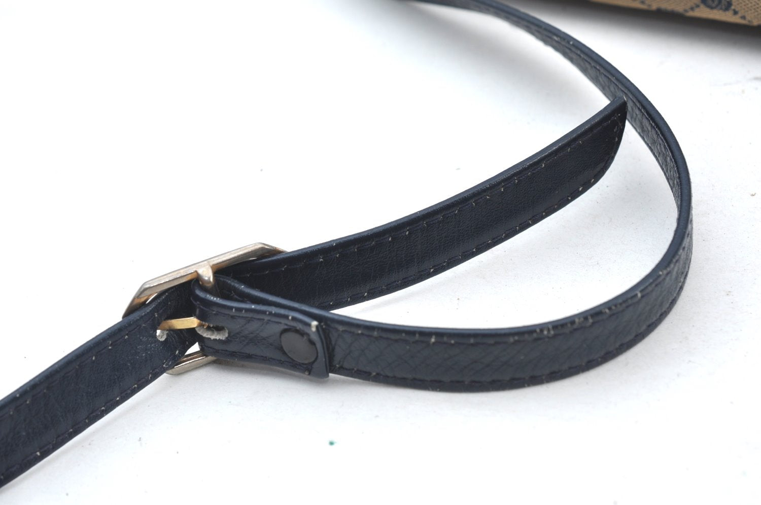 Authentic GUCCI Vintage Shoulder Cross Body Bag Purse Canvas Leather Navy 4284H