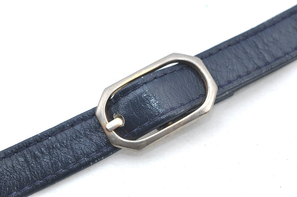 Authentic GUCCI Vintage Shoulder Cross Body Bag Purse Canvas Leather Navy 4284H