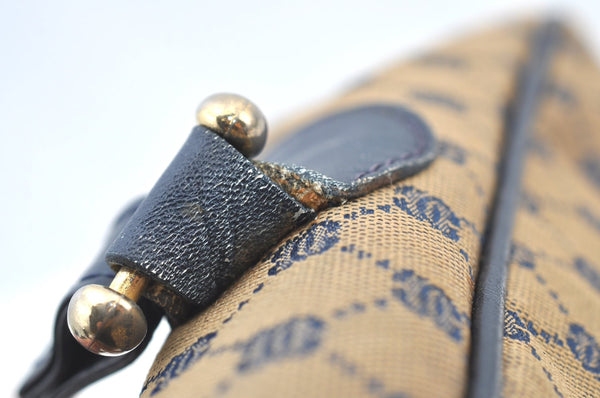 Authentic GUCCI Vintage Shoulder Cross Body Bag Purse Canvas Leather Navy 4284H