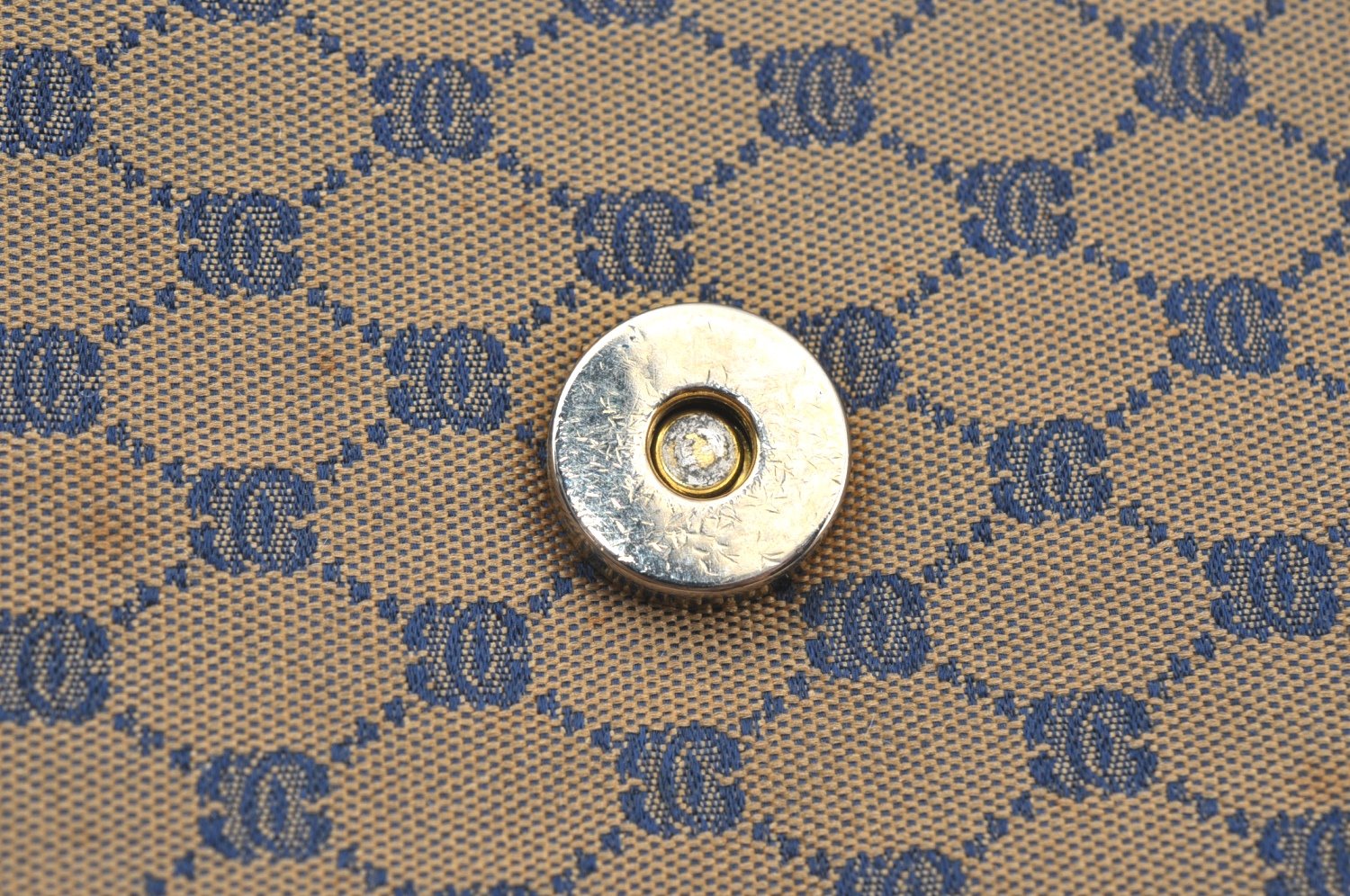 Authentic GUCCI Vintage Shoulder Cross Body Bag Purse Canvas Leather Navy 4284H