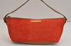 Authentic GUCCI Vintage Hand Bag Pouch Purse Suede Leather 0391103 Orange 4284J