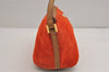 Authentic GUCCI Vintage Hand Bag Pouch Purse Suede Leather 0391103 Orange 4284J