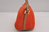 Authentic GUCCI Vintage Hand Bag Pouch Purse Suede Leather 0391103 Orange 4284J