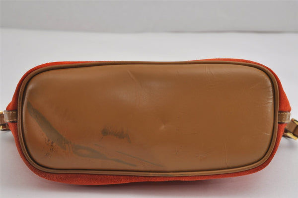 Authentic GUCCI Vintage Hand Bag Pouch Purse Suede Leather 0391103 Orange 4284J