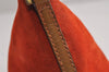 Authentic GUCCI Vintage Hand Bag Pouch Purse Suede Leather 0391103 Orange 4284J