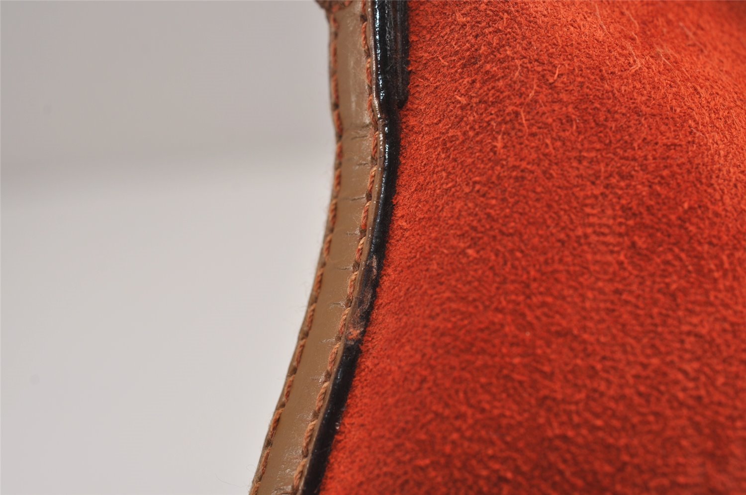 Authentic GUCCI Vintage Hand Bag Pouch Purse Suede Leather 0391103 Orange 4284J