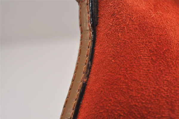 Authentic GUCCI Vintage Hand Bag Pouch Purse Suede Leather 0391103 Orange 4284J