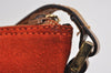 Authentic GUCCI Vintage Hand Bag Pouch Purse Suede Leather 0391103 Orange 4284J